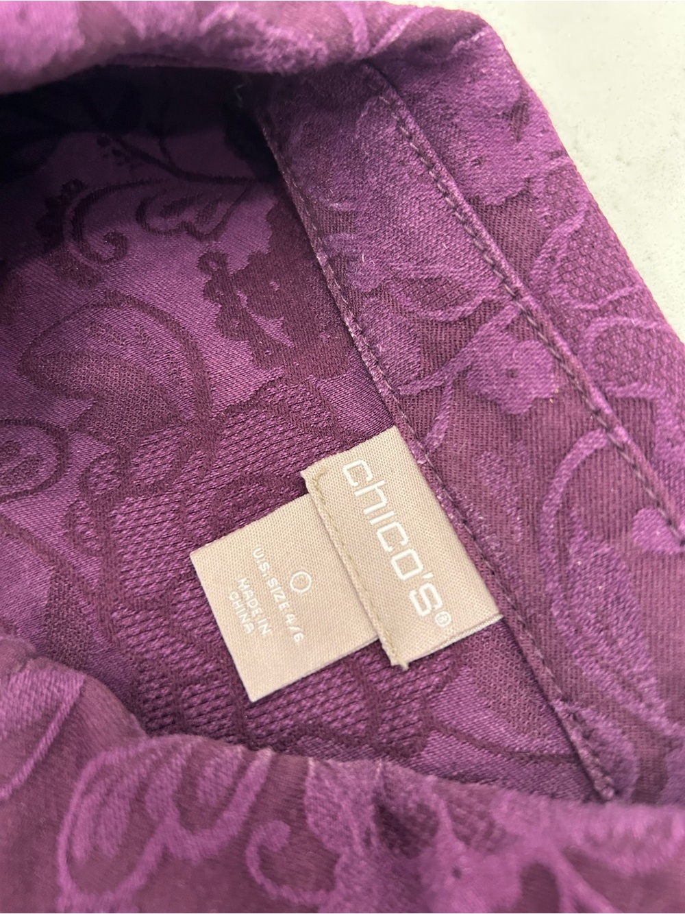 Chico's Deep Purple Textured Button-Front Jacket - Picture 4 of 8